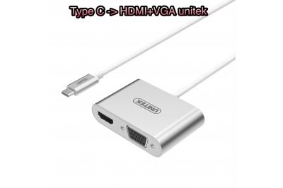 CÁP TYPE C -> HDMI + VGA Unitek Yv100SL